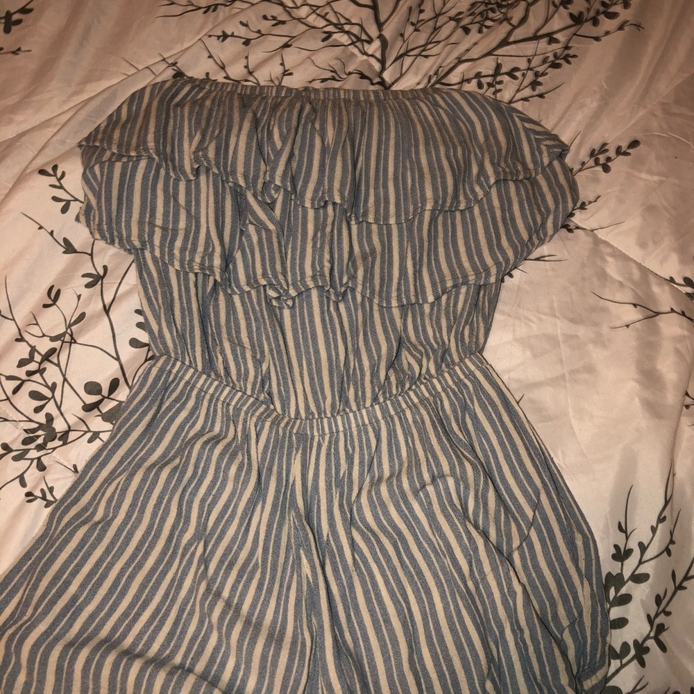 striped romper strapless
